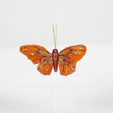 03 Glitter Butterflies With Diamante Orange