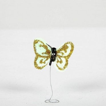 04 Small Glitter Butterflies Green - Pack of 24