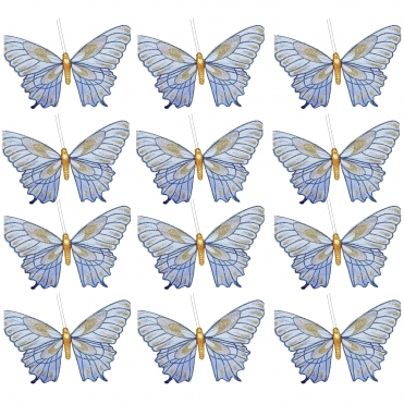 05 Webbed Glitter Butterflies Blue - Pack of 12