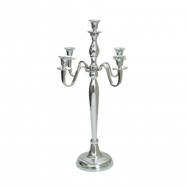 5 Arm Candelabra Silver 60cm