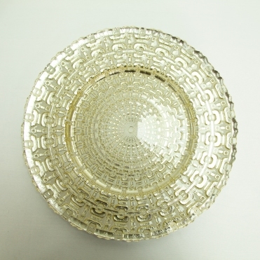 Aztec Glass Charger Plate Gold/White