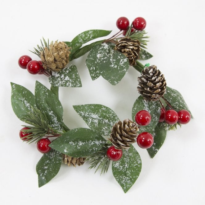 Berry and pine cone candle ring - 20cm