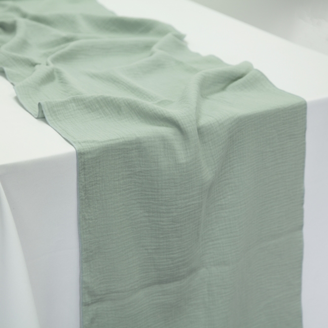 Bespoke Cheesecloth Double Gauze Table Runner Basil