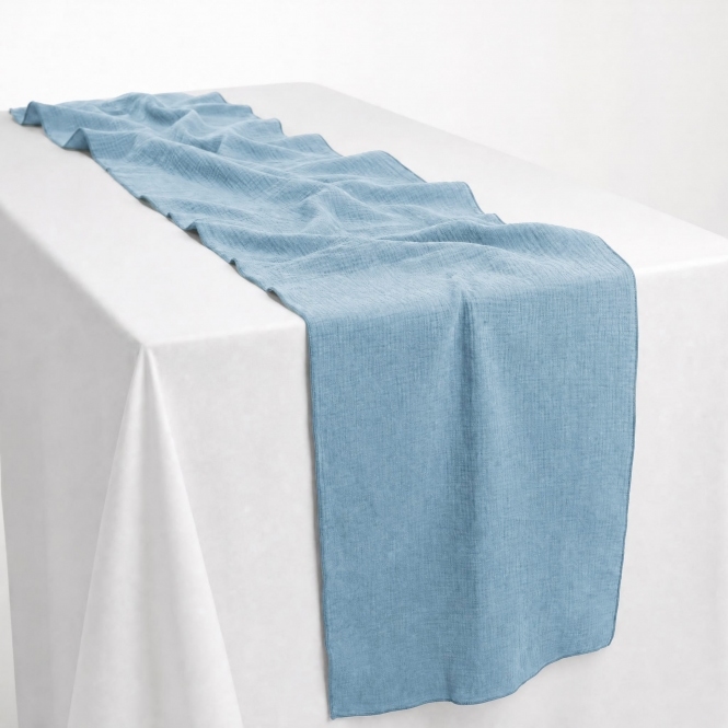 Bespoke Cheesecloth Double Gauze Table Runner Cornflower