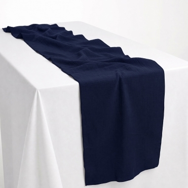 Bespoke Cheesecloth Double Gauze Table Runner Navy