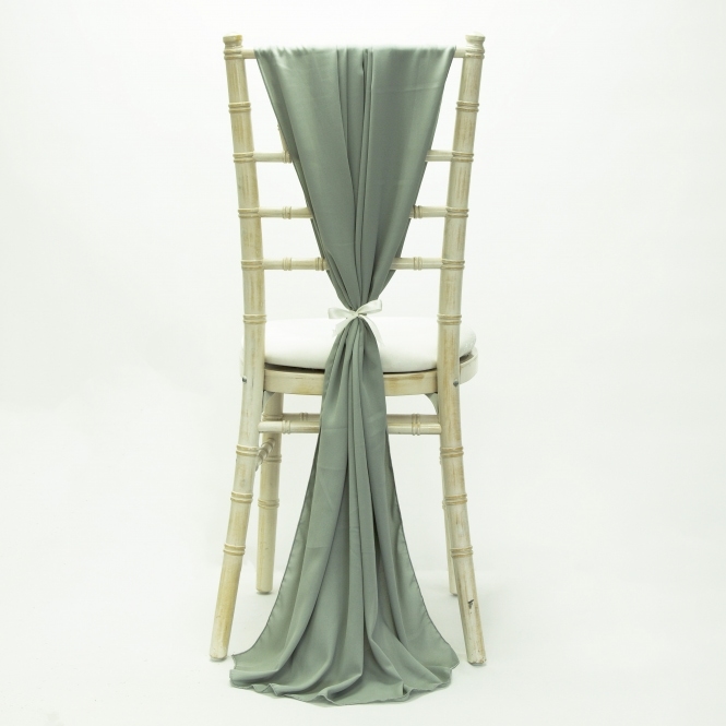 Bespoke Chiffon Crepe Vertical Drape Eucalyptus