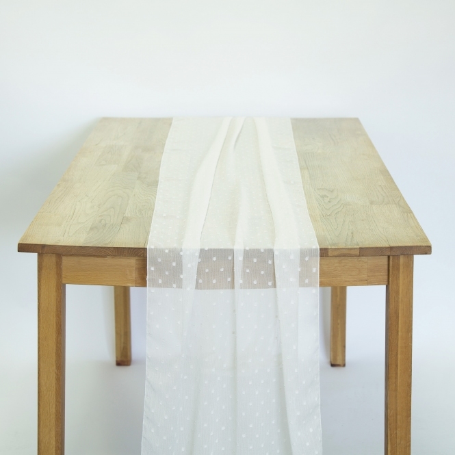 Bespoke Chiffon Dobby Table Runners Ivory