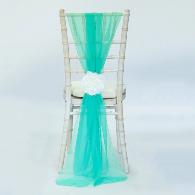 Bespoke Chiffon Georgette Vertical Drape Aqua Green