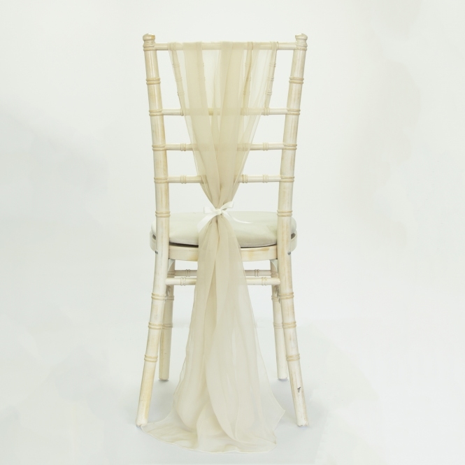 Bespoke Chiffon Georgette Vertical Drape Nude Champagne
