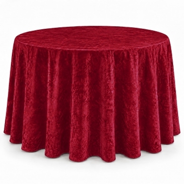 Bespoke Crushed Velvet Tablecloth 132" Round Cherry