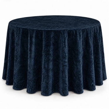 Bespoke Crushed Velvet Tablecloth 132" Round Navy