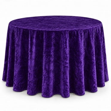 Bespoke Crushed Velvet Tablecloth 132" Round Purple