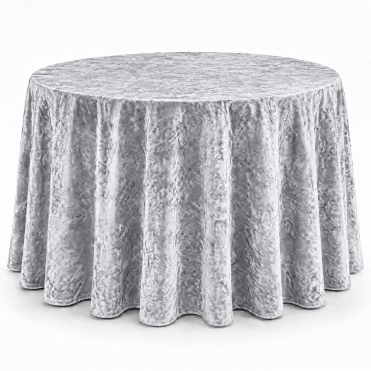 Bespoke Crushed Velvet Tablecloth 132" Round Silver