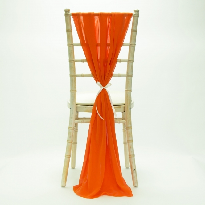 Bespoke Made to Order Chiffon Vertical Drape Orange