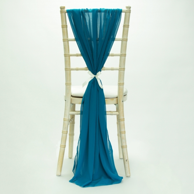 Bespoke Made to Order Chiffon Vertical Drape Petrol Blue