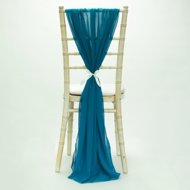 Bespoke Made to Order Chiffon Vertical Drape Petrol Blue