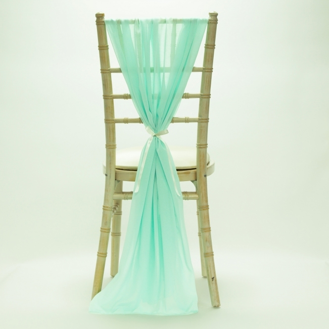 Bespoke Made to Order Chiffon Vertical Drape Seafoam