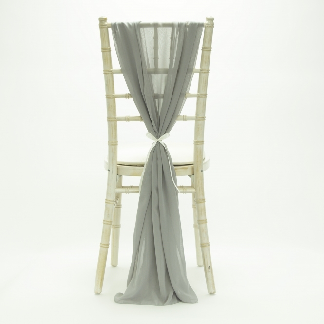 Bespoke Made to Order Chiffon Vertical Drape Silver