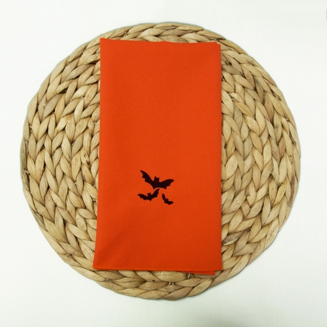 Bespoke Polyester Napkin Amber with Black Bats