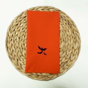 Bespoke Polyester Napkin Amber with Black Bats