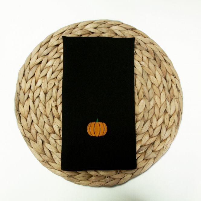 Bespoke Polyester Napkin Black with Orange Pumpkin