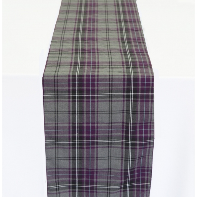 Bespoke Tartan Table Runner Grey/Purple