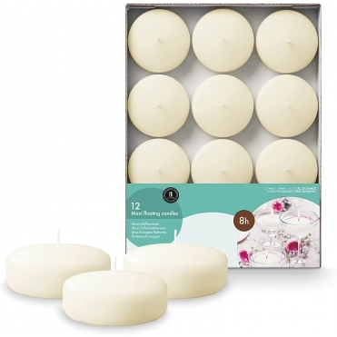 Bolsius Floating Candles Large 12 Pack Ivory