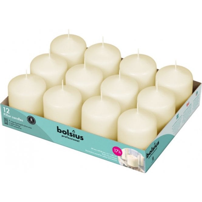  Pillar Candles 12 Pack Ivory