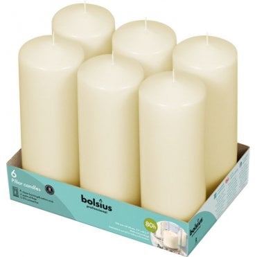 Bolsius Pillar Candles P8 6 Pack Ivory