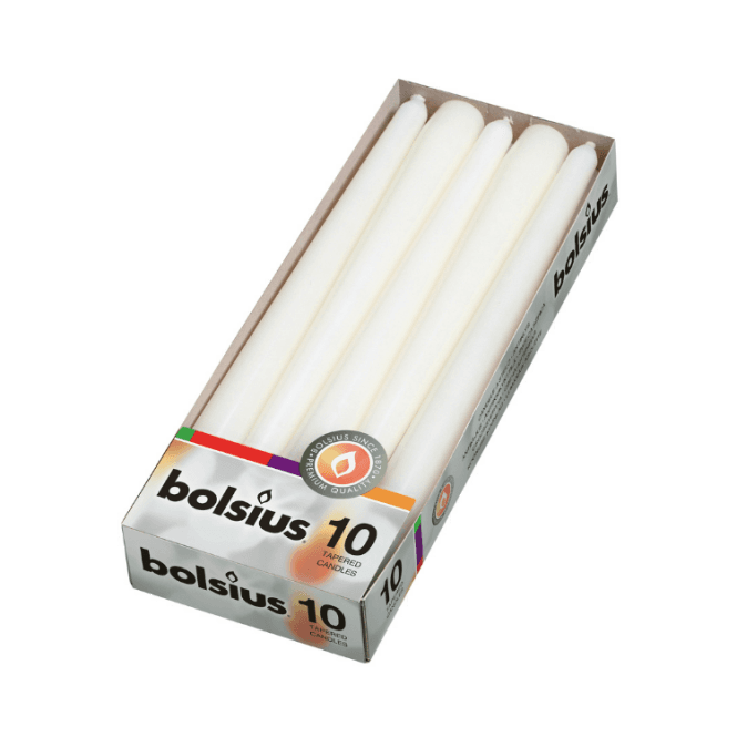  Tapered Candles White (Pack Of 10)