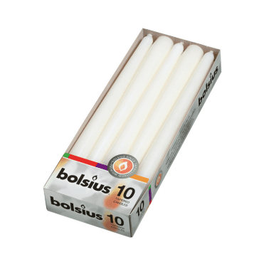 Bolsius Tapered Candles White (Pack Of 10)