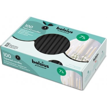 Bolsius Tapered Dinner Candles - Black 24cm 100 pack