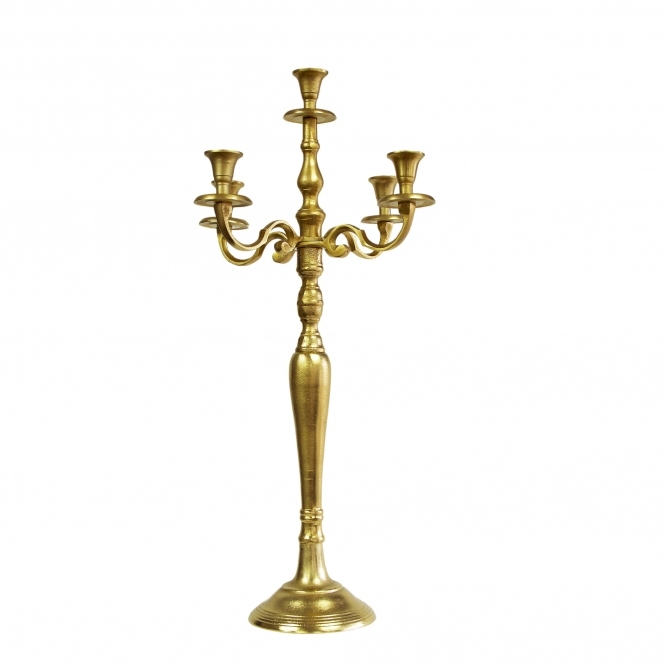 Candelabra 5 Arm 80cm Brushed Gold
