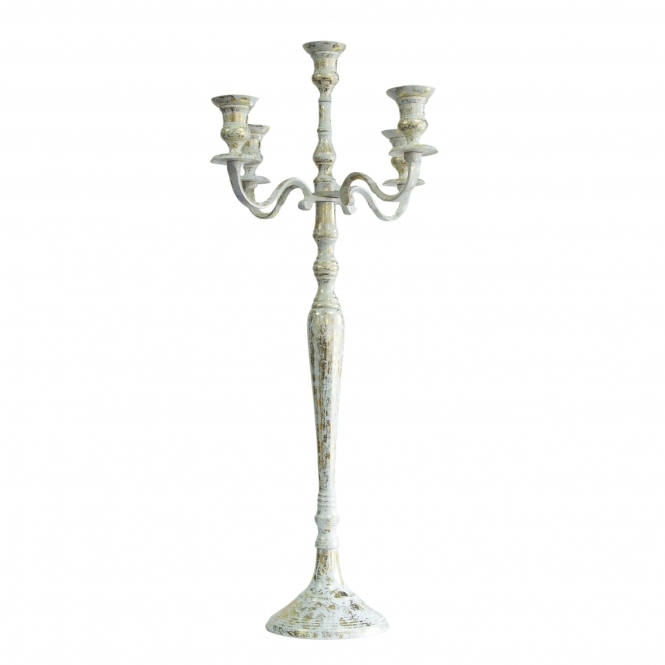 Candelabra 5 Arm 80cm White/Gold 80165