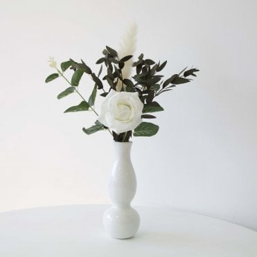 Ceramic White Tapered Vase 15cm