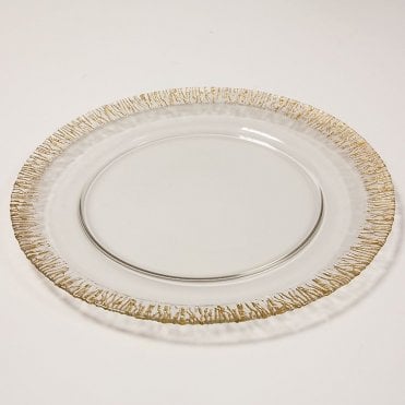 Charger Plate Crackled Gold Rimmed 0298