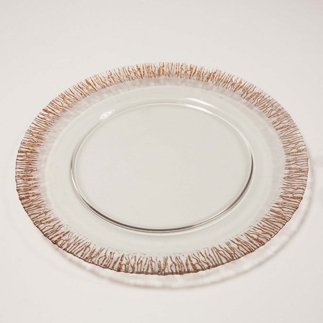 Charger Plate Crackled Rose Gold Rimmed 0298