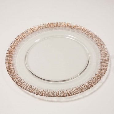 Charger Plate Crackled Rose Gold Rimmed 0298