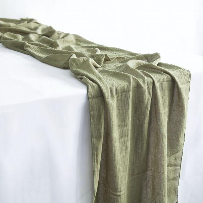 Cheesecloth Table Runner Burnt Olive