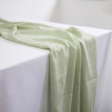 Cheesecloth Table Runner Dusky Sage