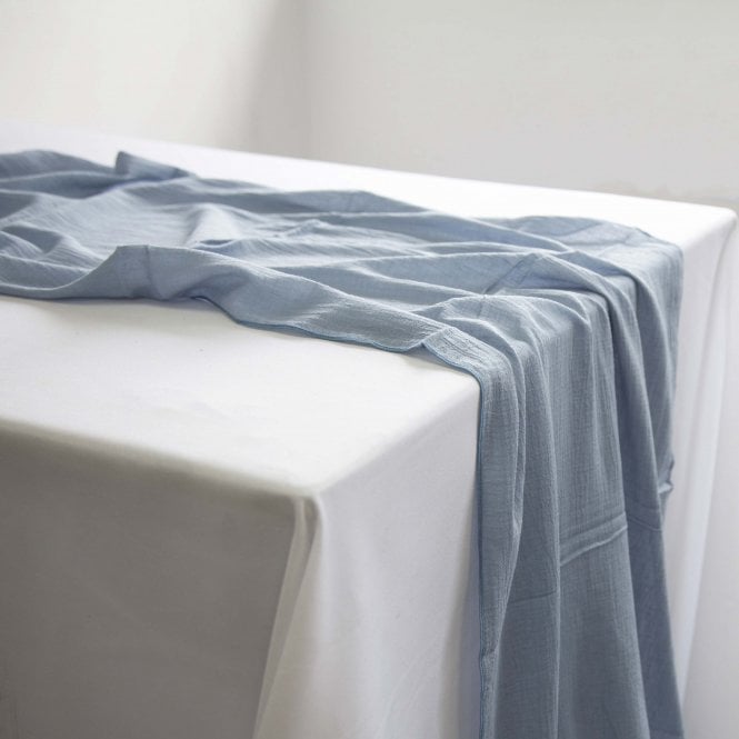 Cheesecloth Table Runner Dusty Blue