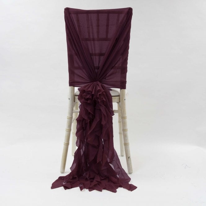 Chiffon Hoods With Ruffles Burgundy