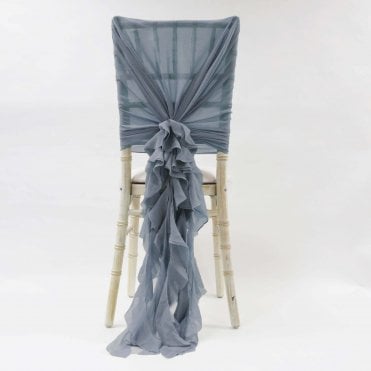 Chiffon Hoods With Ruffles Dusty Blue