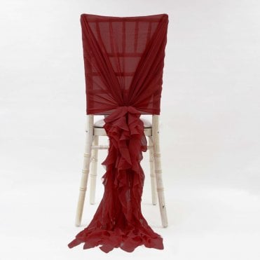 Chiffon Hoods With Ruffles Garnet
