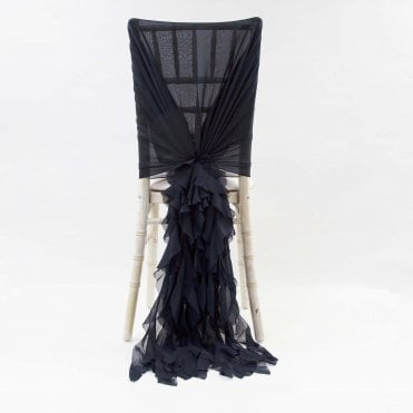 Chiffon Hoods With Ruffles Navy