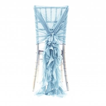 Chiffon Hoods With Ruffles Pale Blue
