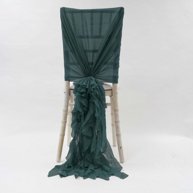 Chiffon Hoods With Ruffles Peacock Green
