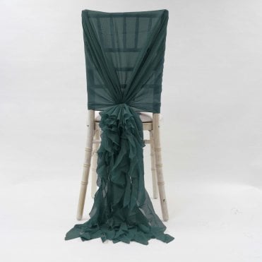 Chiffon Hoods With Ruffles Peacock Green