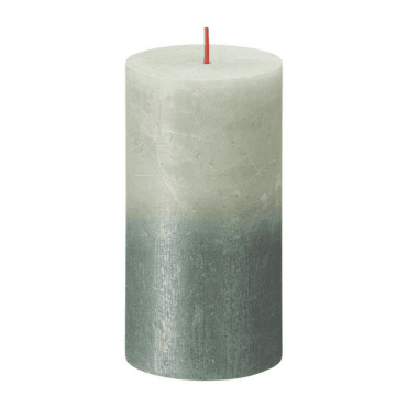 Christmas Shimmer Pillar Candle Foggy Teal