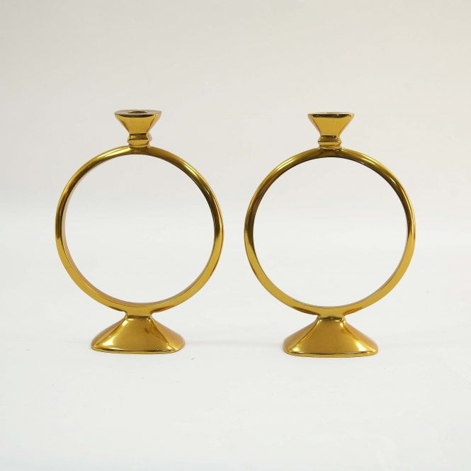 Circular Sunset Gold Tapered Candle Holder NP-2828